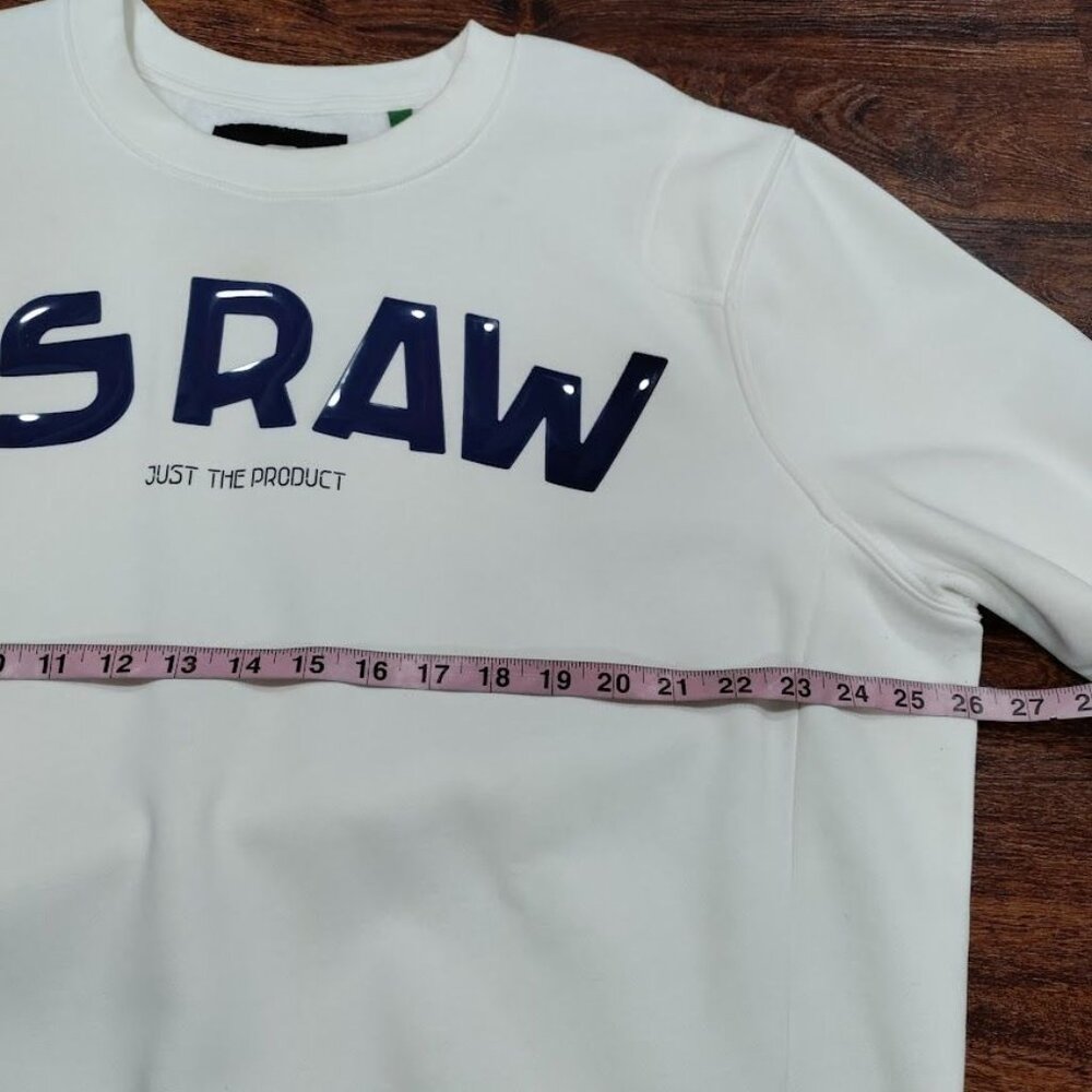 Gsraw Streetwear Rubber Graphic Printed Regular Fit GR Sweater Beige Mens Sz XXL - Picture 11 of 14